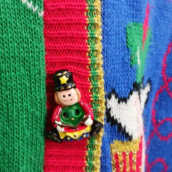 Vintage Casual Corner v-neck Christmas cardigan-sz M - Picture 3 of 12
